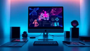 AI-generated content creation in the adult industry, showcasing innovative technology and digital artistry.