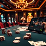 Engage with thrilling gameplay at https://xx88.nl/ with this luxurious casino scene featuring poker chips and a roulette wheel.