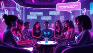 Engaging visual of NSFW AI avatars in a futuristic chat environment, highlighting innovative interactions.