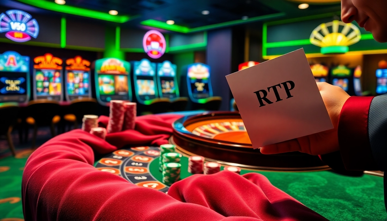 Experience thrilling gameplay with RTP Pragmatic Play at a vibrant casino featuring roulette and slot machines.