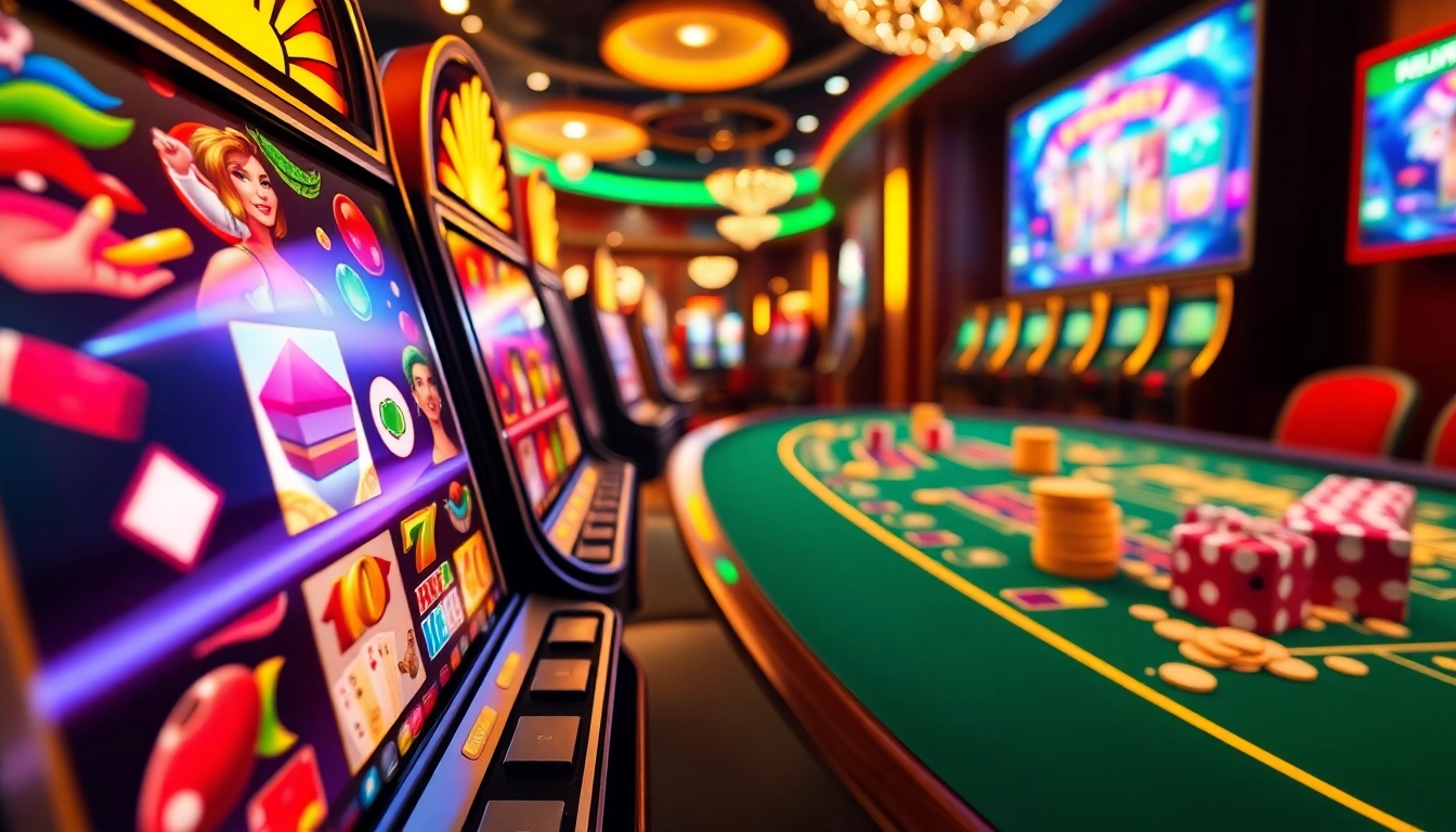 Experience the thrill of idnslot with vibrant slot machines and glamorous casino visuals.