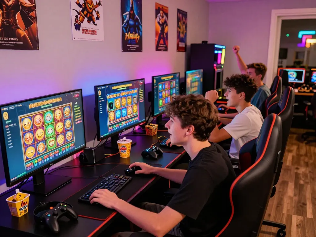 Engaging gaming scene showcasing link gacor excitement and vibrant atmosphere during a slot game session.