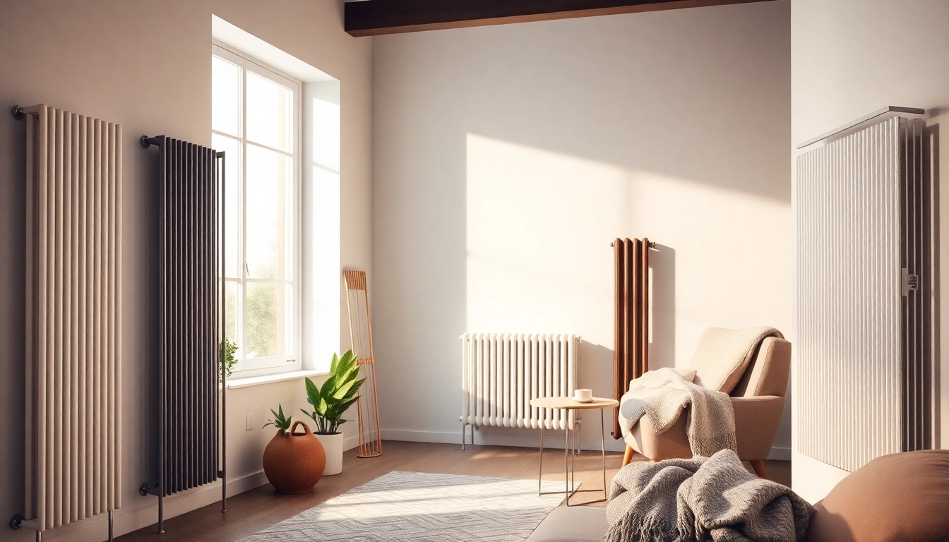 Elegantes sonni Heizkörper in einem modernen Wohnraum unter natürlichem Licht.