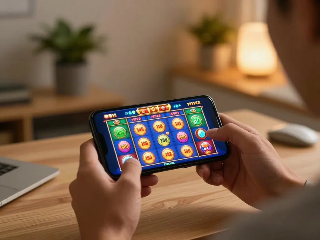 Experience the thrill of a slot bonus 100 with engaging online gameplay on a smartphone.