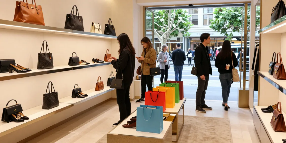 Shopping for high-quality 레플리카 쇼핑몰 items in stylish urban boutique.