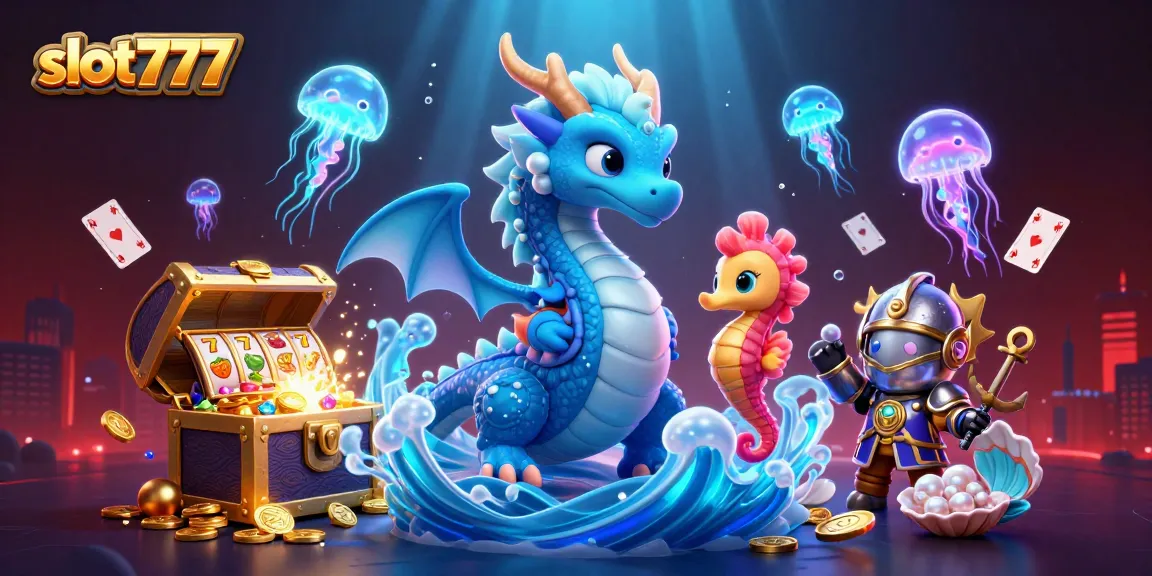 Engage in thrilling gameplay at slot777 with vibrant slot reels, revealing winning symbols amidst an enchanting underwater world.