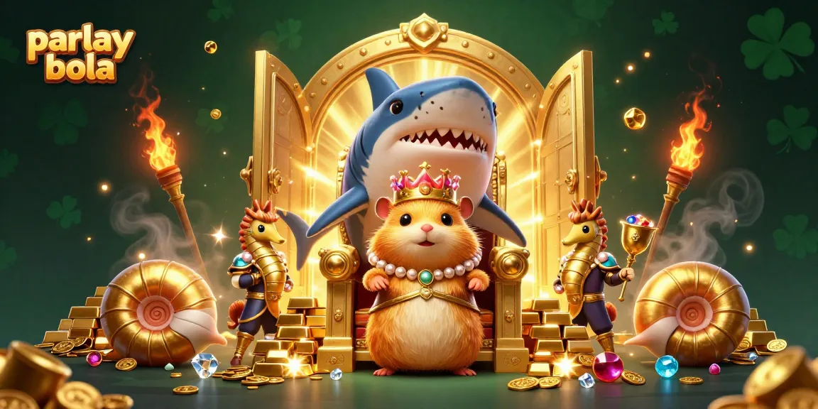 Engage with parlay bola through a royal scene featuring a hamster king and treasure elements.