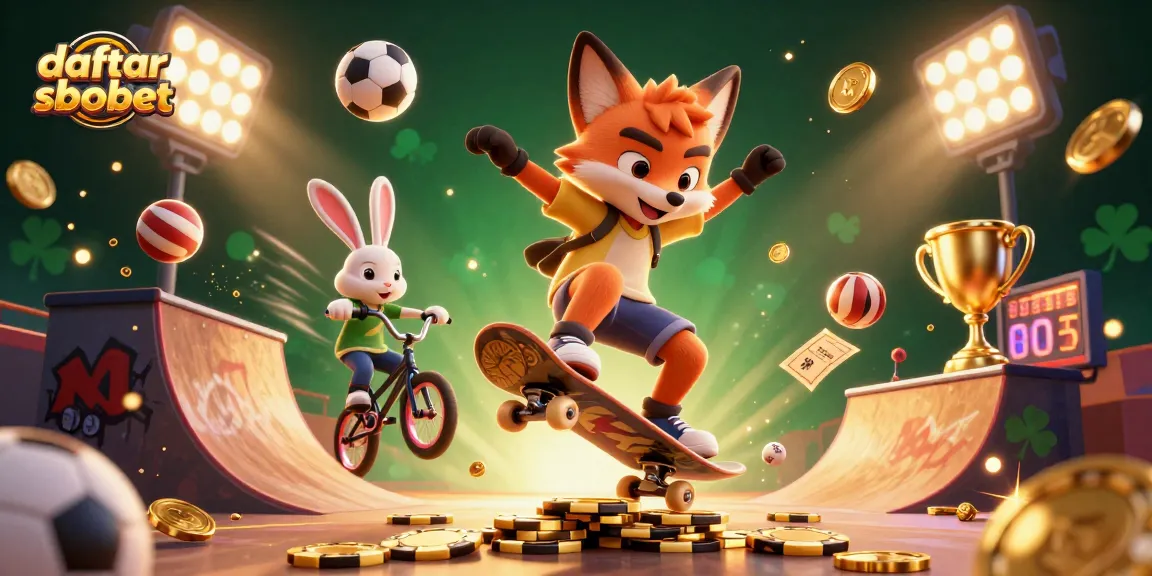 Engage in daftar sbobet fun with dynamic cartoon characters in an exciting casino-themed scene.