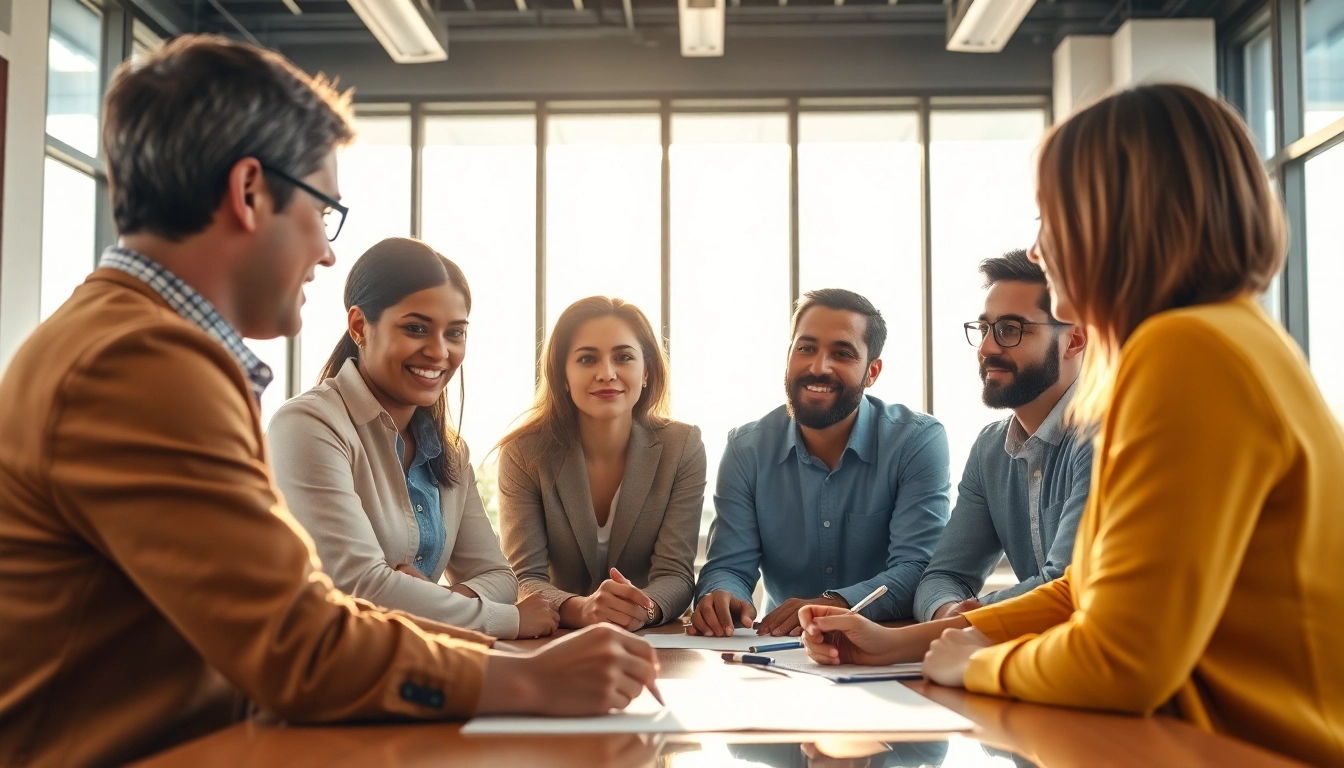 Team actively engaged in proposal writing and management discussions at a conference table.