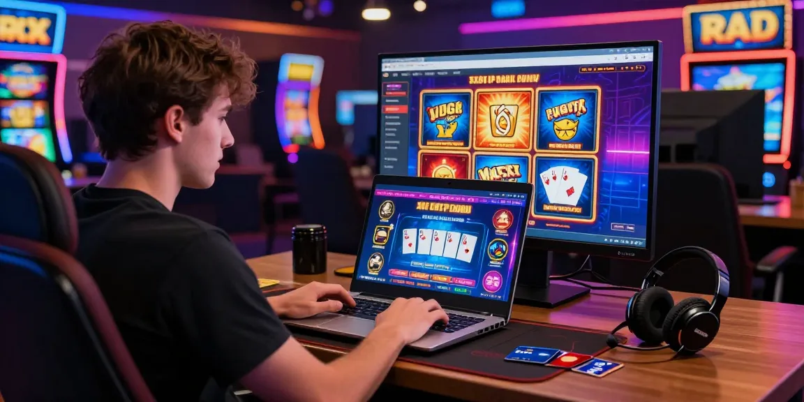 Exciting online gaming moment showcasing credit card casinos with a UK player immersed in captivating gameplay and colorful graphics.