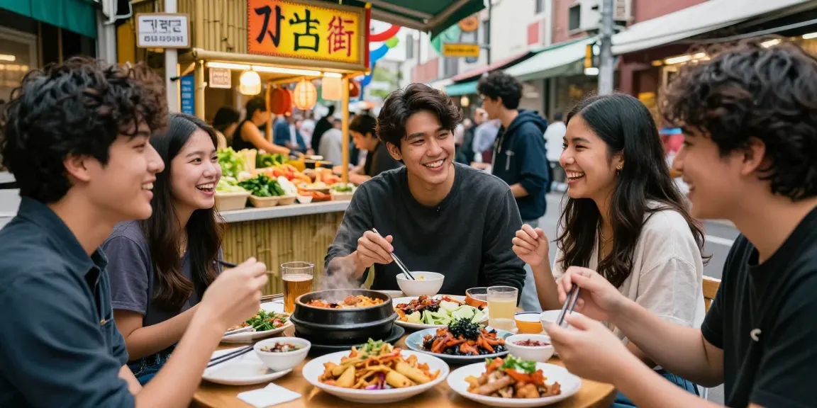 Explore the vibrant culture of Asia at https://hanadultalk.com with friends enjoying delicious Asian street food.